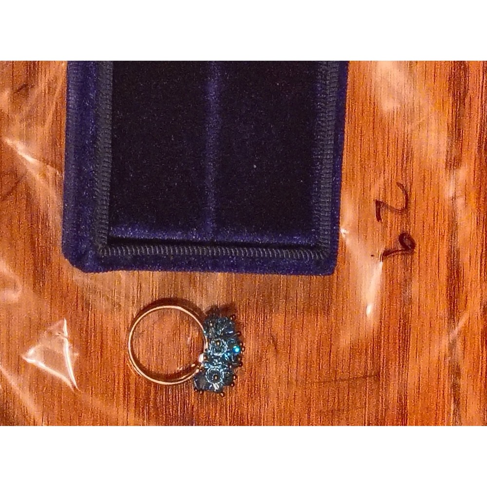 Vintage Aquamarine Blue Crystal Cluster Cocktail Statement Ring Size 6 Womens